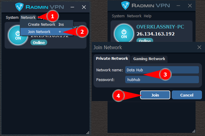 Connecting to Radmin network